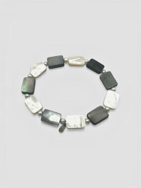 Mother of Pearl Stretch Bracelet Rectangle Boho Beach Coastal Cowgirl MOP